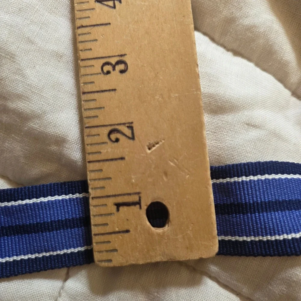 U.S. Polo Assn. Web Belt Mens 36 Blue Striped  D-Ring Buckle Preppy Casual